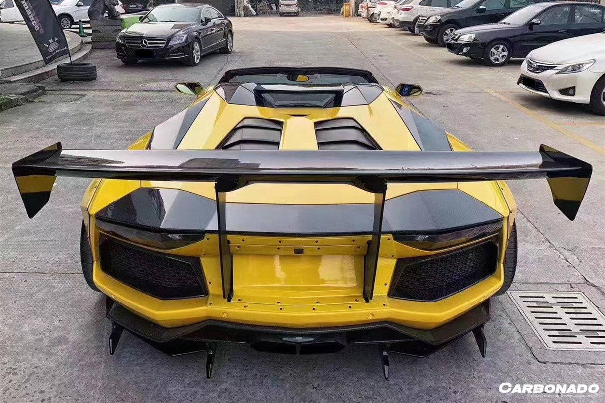 2011-2016 Lamborghini Aventador LP700 Coupe Roadster L Style Carbon Fiber Rear Diffuser Under Canards