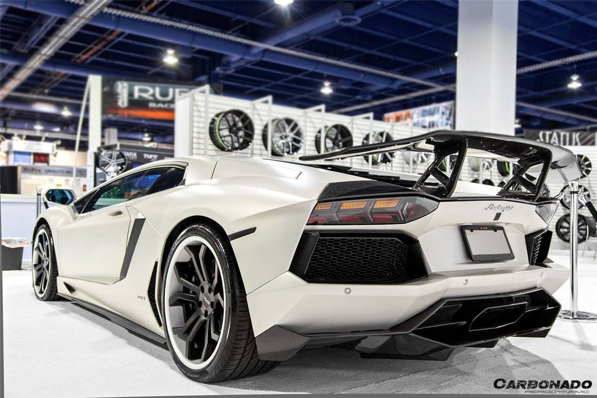 2011-2016 Lamborghini Aventador Style Carbon Fiber Side Skirts Carbonado (DM) Fits: LP700 Coupe and Roadster