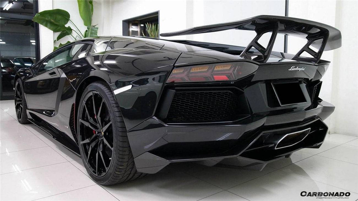 2011-2016 Lamborghini Aventador Style Carbon Fiber Rear Diffuser Lip Carbonado (DM) Fits: LP700 Coupe and Roadster