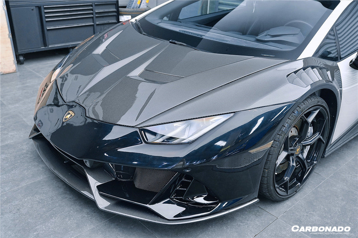 2015-2025 Lamborghini Huracan LP610 LP580 Evo Tecnica EVO-4WD Style Partial Carbon Front Bumper