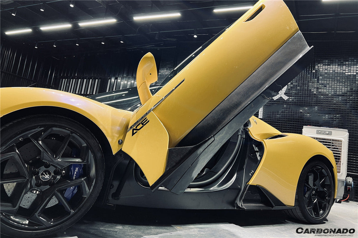2020-UP Maserati Autoclave Carbon Fiber Side Skirts Carbonado (OE) Fits: MC20, MCPura