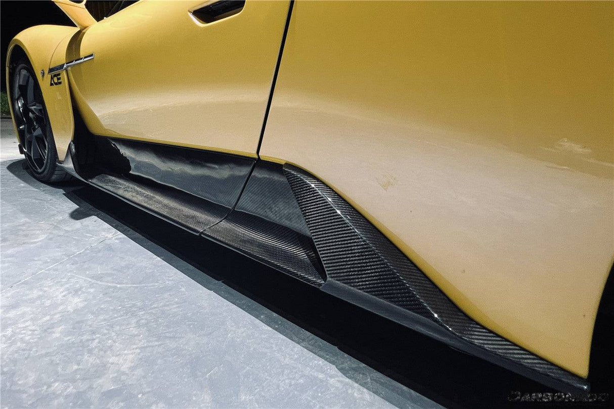 2020-UP Maserati Autoclave Carbon Fiber Side Skirts Carbonado (OE) Fits: MC20, MCPura