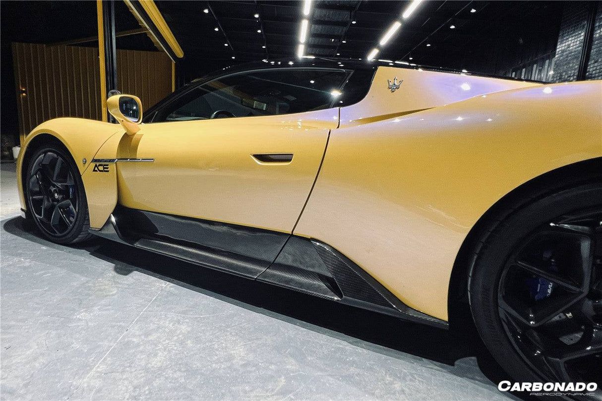 2020-UP Maserati Autoclave Carbon Fiber Side Skirts Carbonado (OE) Fits: MC20, MCPura