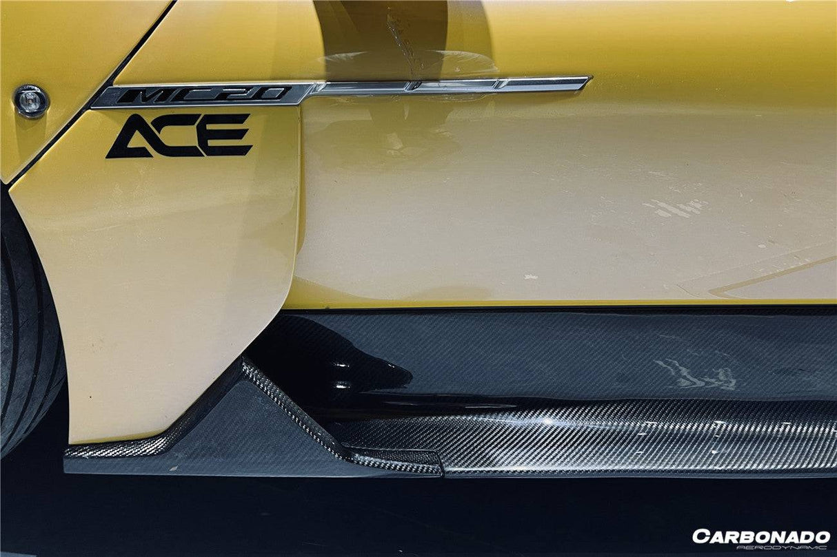 2020-UP Maserati Autoclave Carbon Fiber Side Skirts Carbonado (OE) Fits: MC20, MCPura