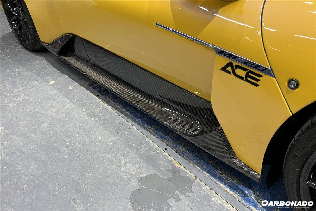 2020-UP Maserati Autoclave Carbon Fiber Side Skirts Carbonado (OE) Fits: MC20, MCPura