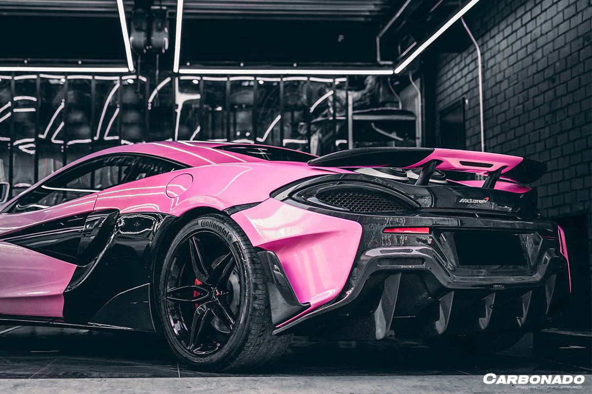 2015-2020 McLaren 600LT-Style Part Carbon Fiber Rear Bumper with Diffuser and Trunk Spoiler and Engine Trunk and Exhaust | Fits 540C, 570S, 570GT