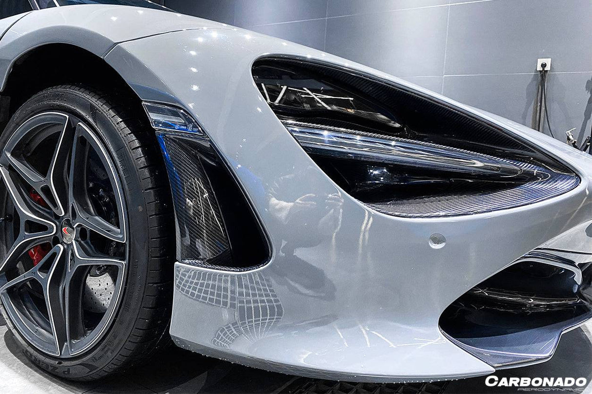 2017-2022 McLaren 720S OEM Style Dry Carbon Fiber Headlight Inserts Tim Replacement