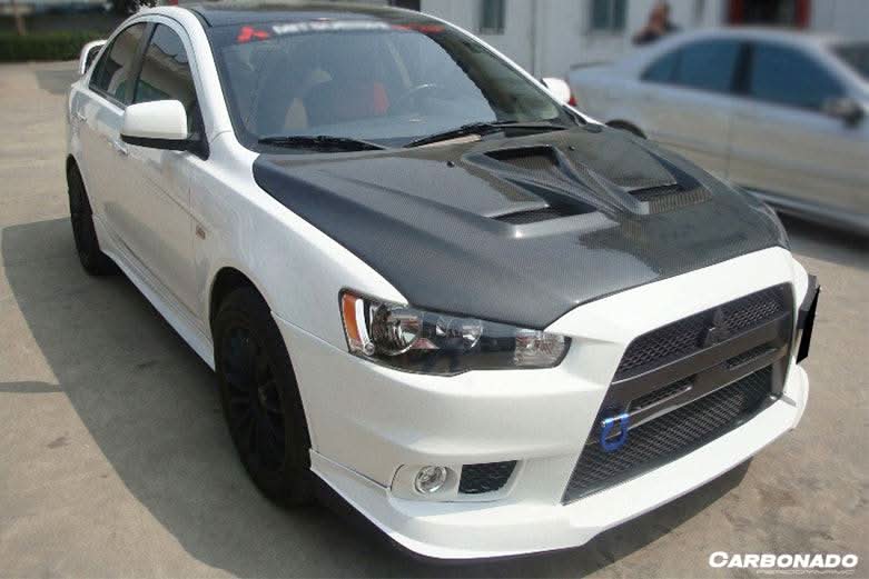 2008-2016 Mitsubishi Lancer VTX Style Carbon Fiber Hood