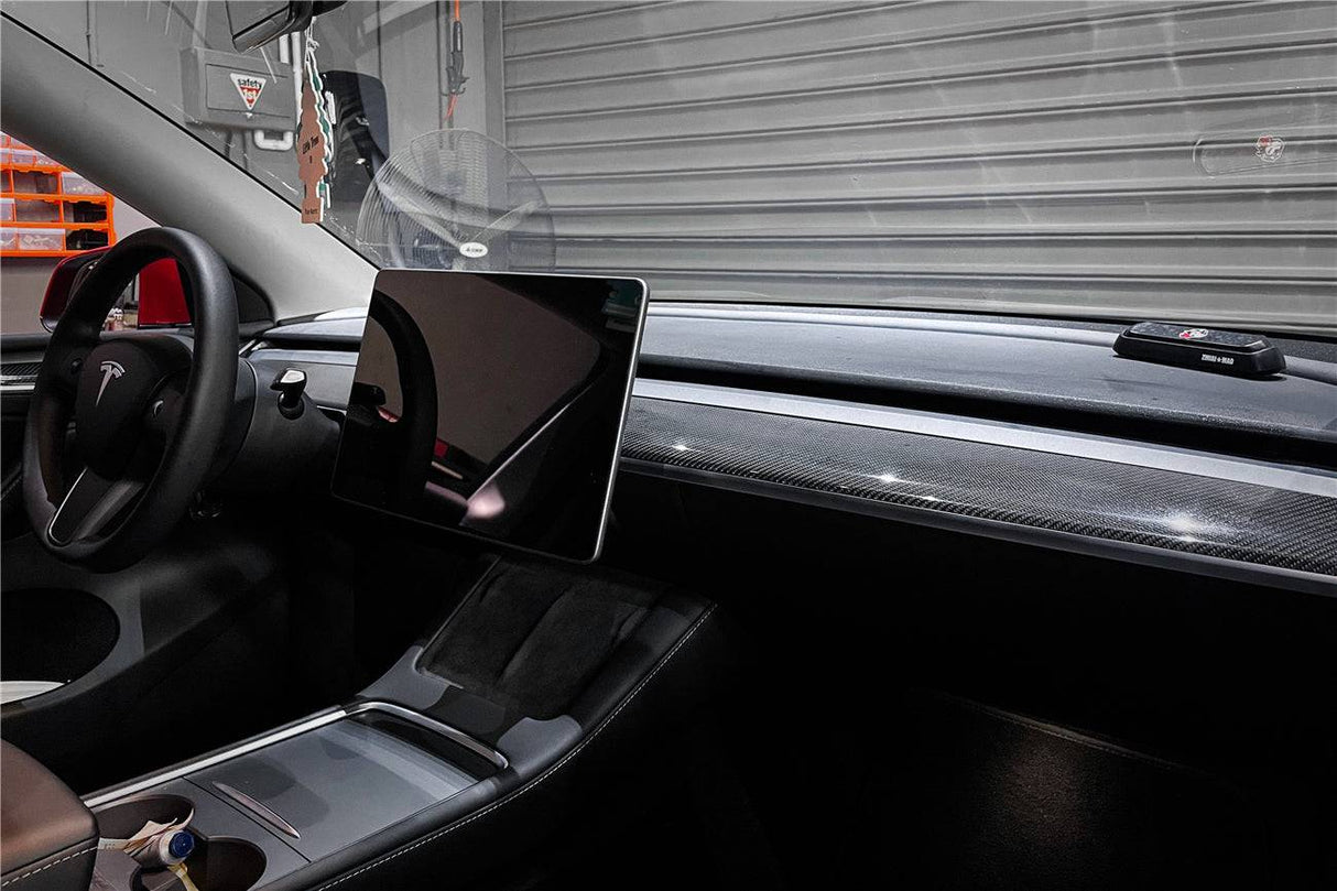 2020-2023 Tesla Model 3 Y OEM Style Autoclave Carbon Fiber Dashboard Trim Interior Replacement
