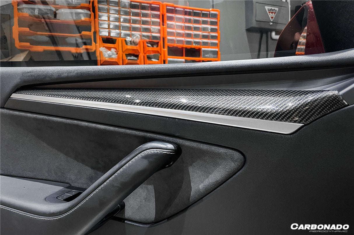2020-2023 Tesla Model 3 Y OEM Style Autoclave Carbon Fiber Door Trim Interior Replacement