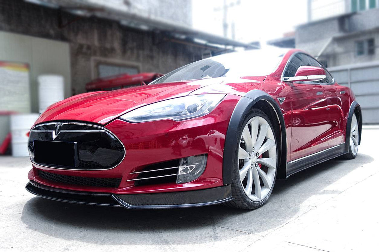 2012-2015 Tesla Model S RZS Style Part Carbon Fiber Front Lip With Undertray