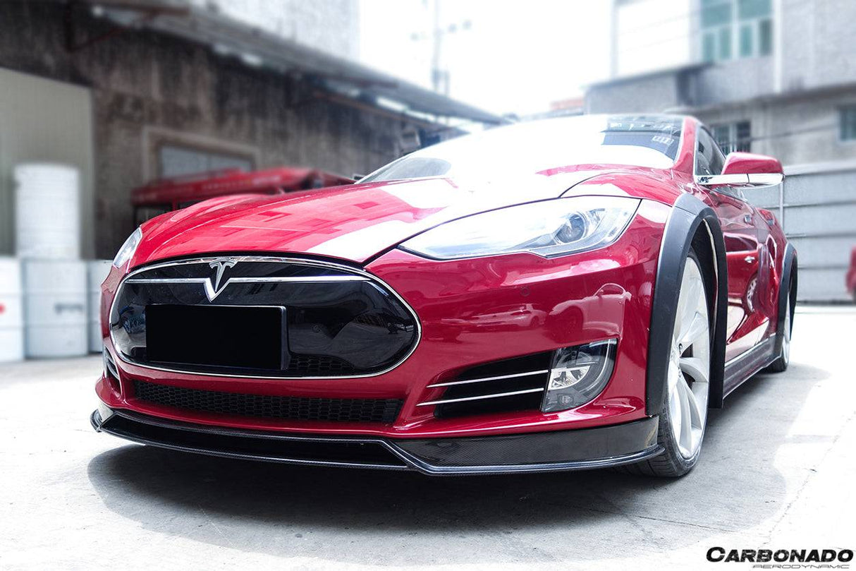 2012-2015 Tesla Model S RZS Style Part Carbon Fiber Front Lip With Undertray