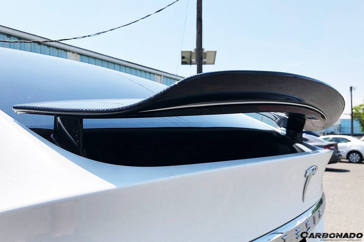 2016-2025 Tesla Model X SUV RZS Style Carbon Fiber Trunk Spoiler