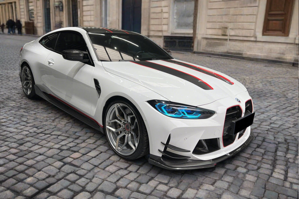2021-2024 BMW M3 G80 G81 M4 G82 G83 D3 Style DRY Carbon Fiber Fornt Lip Splitter with Winglets