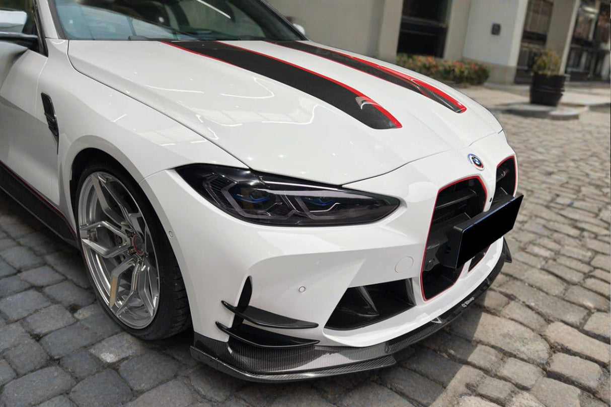 2021-2024 BMW M3 G80 G81 M4 G82 G83 D3 Style DRY Carbon Fiber Fornt Lip Splitter with Winglets