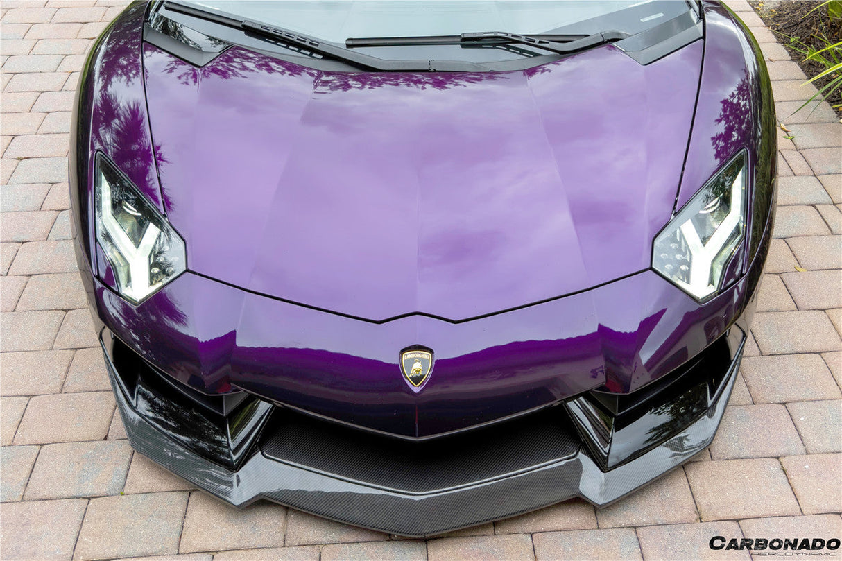 2011-2016 Lamborghini Aventador Style Carbon Fiber Front Lip Carbonado (DM) Fits: LP700 Coupe and Roadster