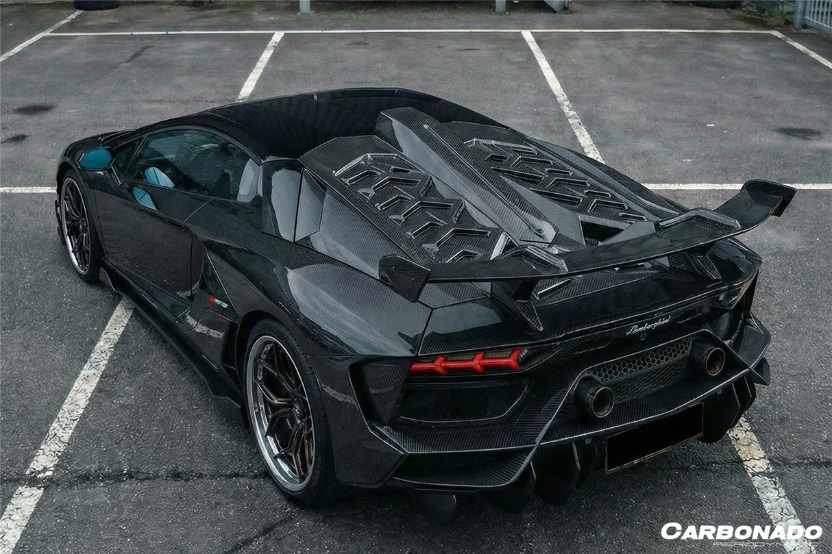 2011-2021 Lamborghini Aventador Coupe CA Style Carbon Fiber Engine Hood And Wing | Fits LP700, LP720, LP750, LP740