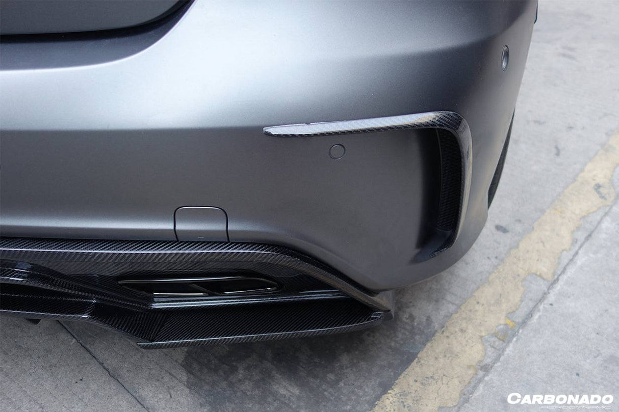 2016-2018 Mercedes Benz W176 A45 AMG BKSS Style Carbon Fiber Rear Bumper Canards