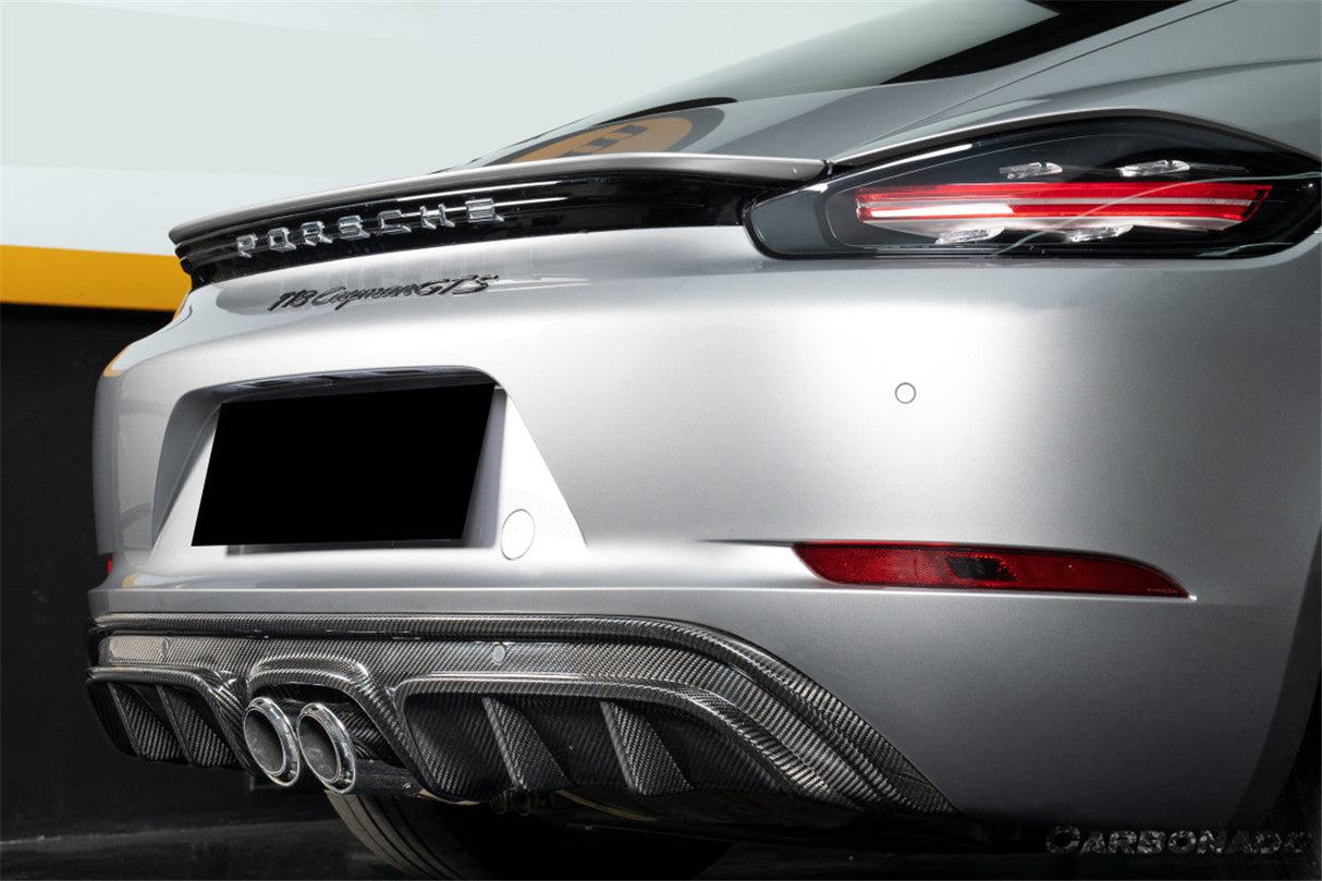 2017-2025 Porsche 718 Cayman Boxster GTS Style Dry Carbon Fiber Rear Diffuser Lip