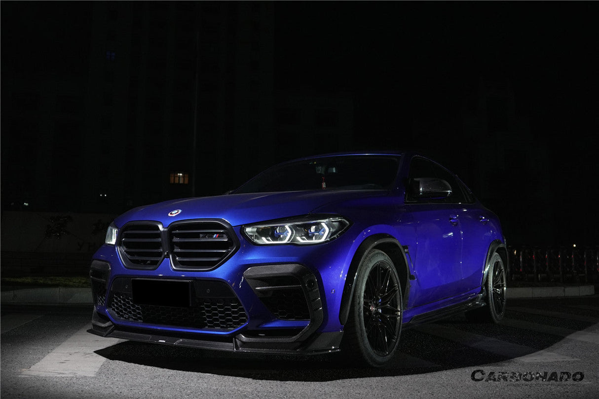 2020-2023 BMW X6M F96 AD Style Dry Carbon Fiber Front Bumper Air Inlet Vent Trims