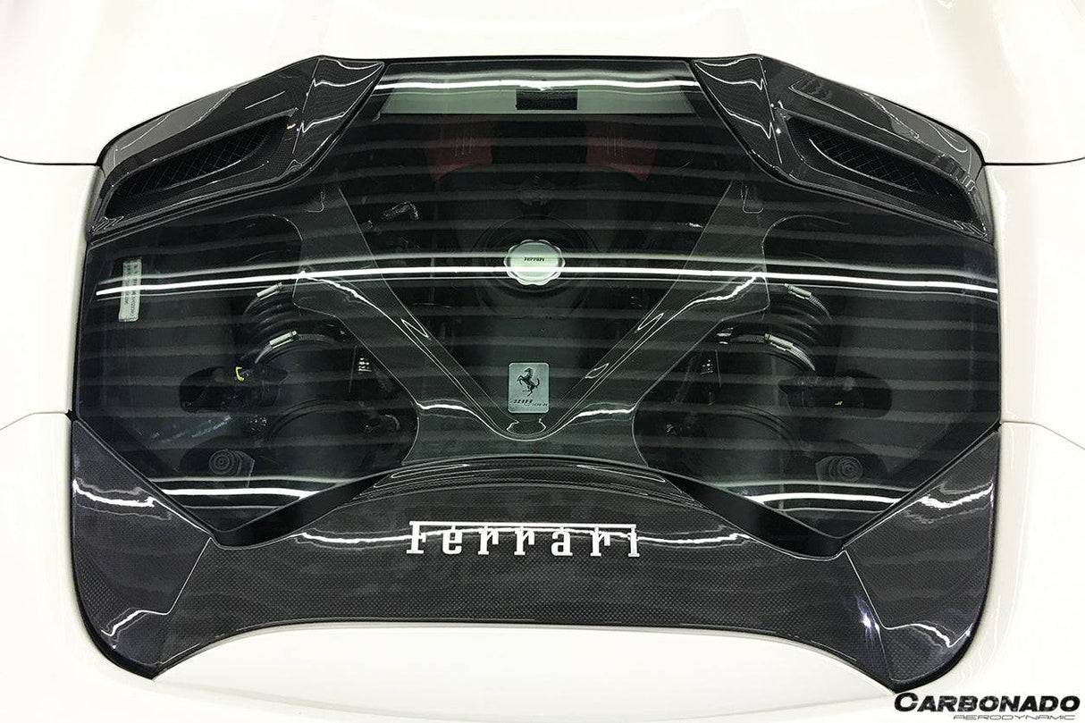 2015-2019 Ferrari Autoclave Carbon Fiber Engine Hood With Glass Carbonado (CPO) | Fits: 488 Spider, 488 Pista Spider