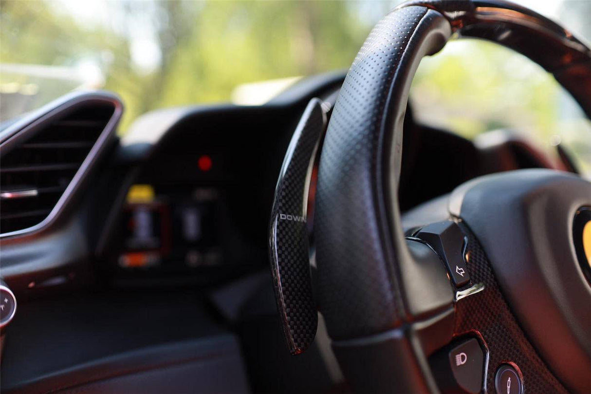 2015-2026 Ferrari Dry Carbon Fiber Paddle Shifters Carbonado (OE) | Fits F8, 488, Pista, 812, GTC4Lusso