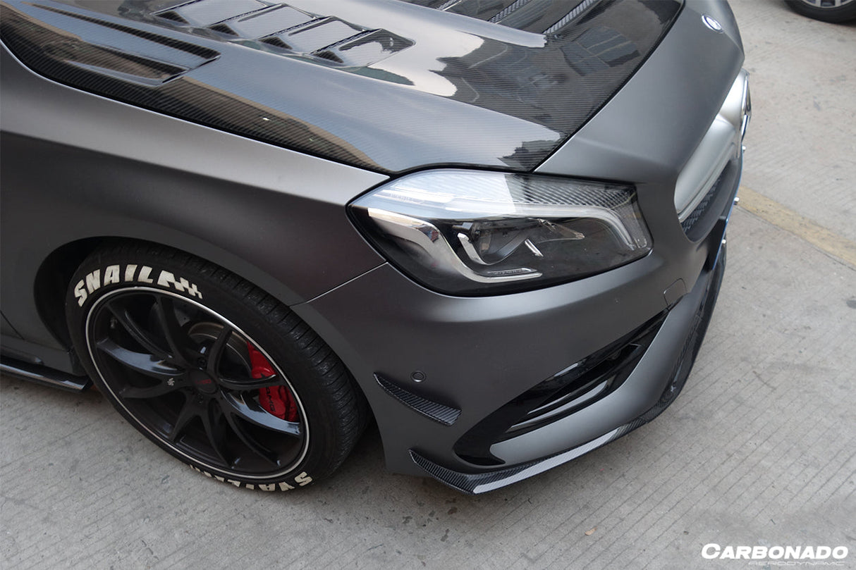 2016-2018 Mercedes Benz W176 A45 AMG BKSS Style Carbon Fiber Front Bumper Canards