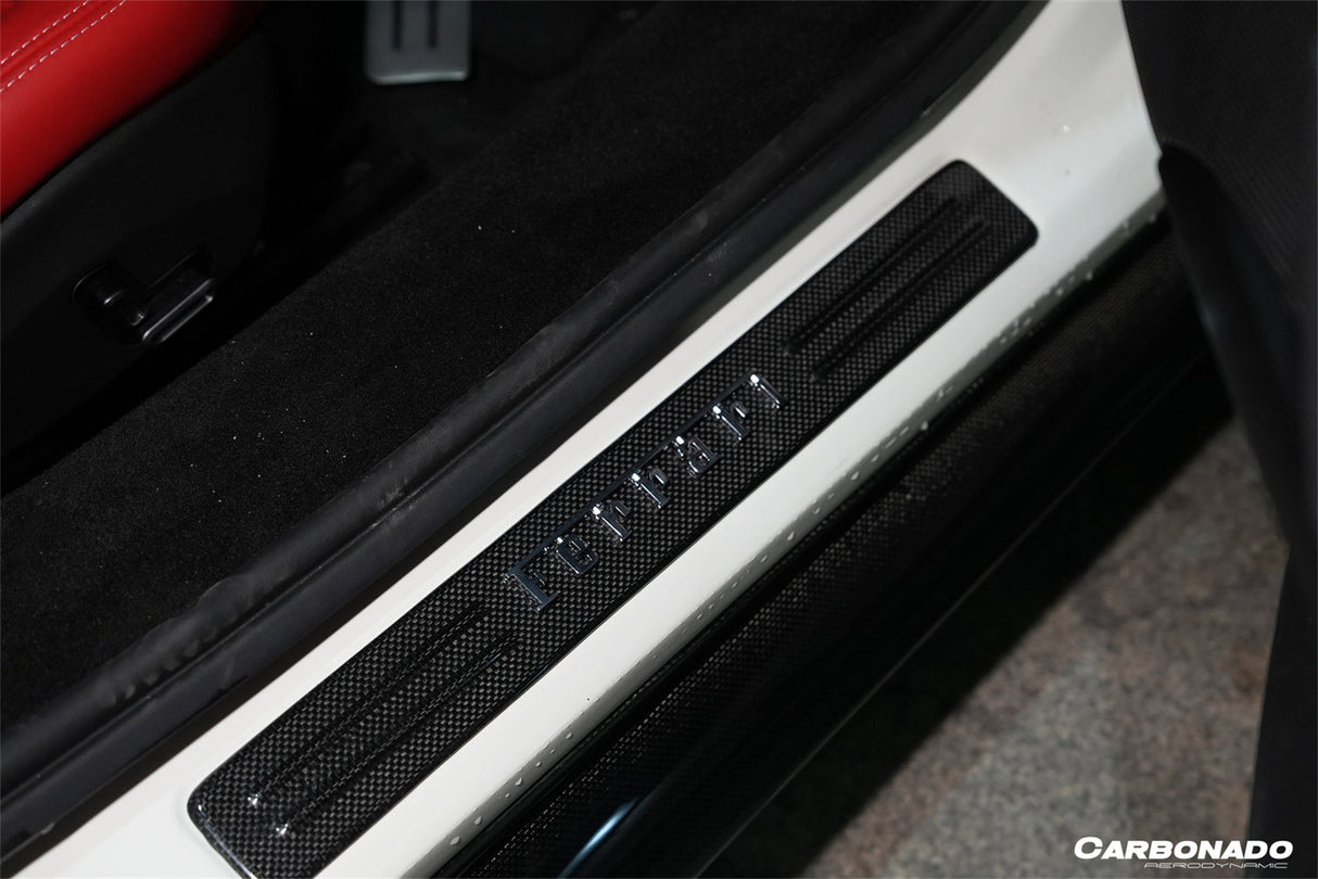 2022-2025 Ferrari 296 OEM Style Dry Carbon Fiber Door Sills Steps Cover
