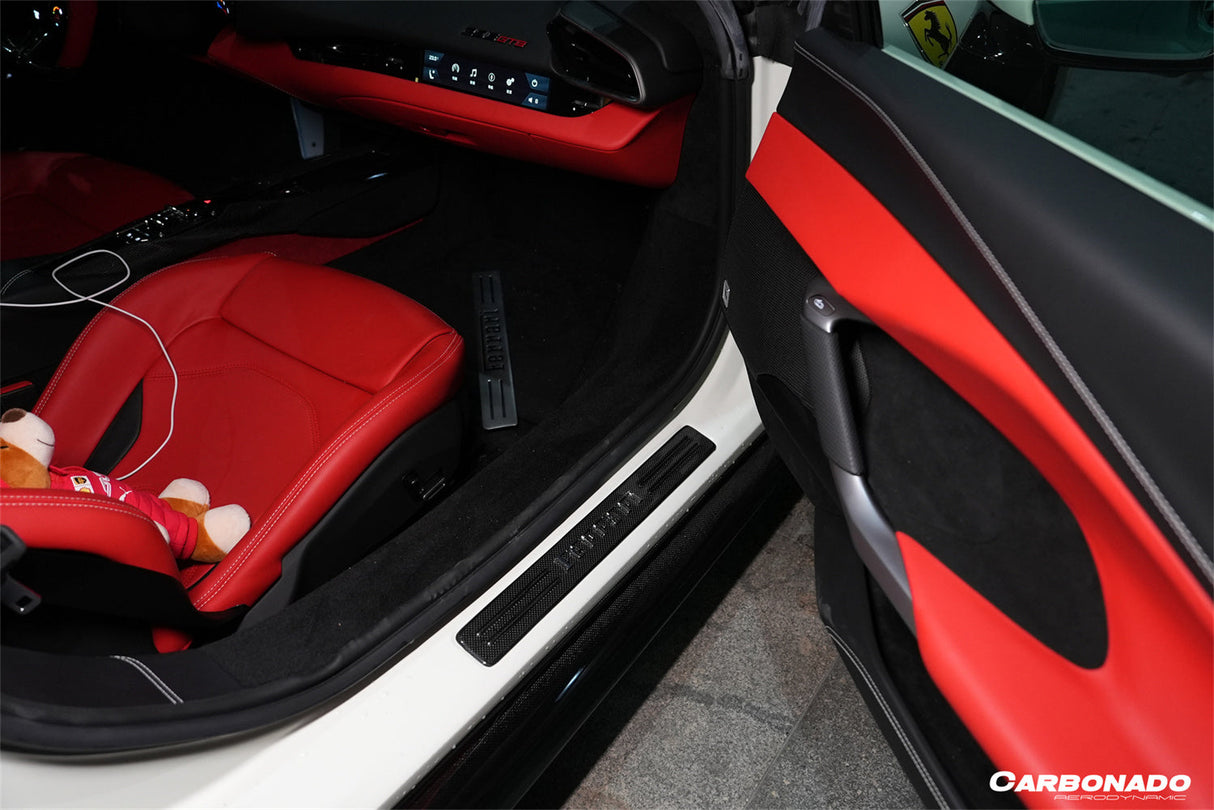 2022-2025 Ferrari 296 OEM Style Dry Carbon Fiber Door Sills Steps Cover