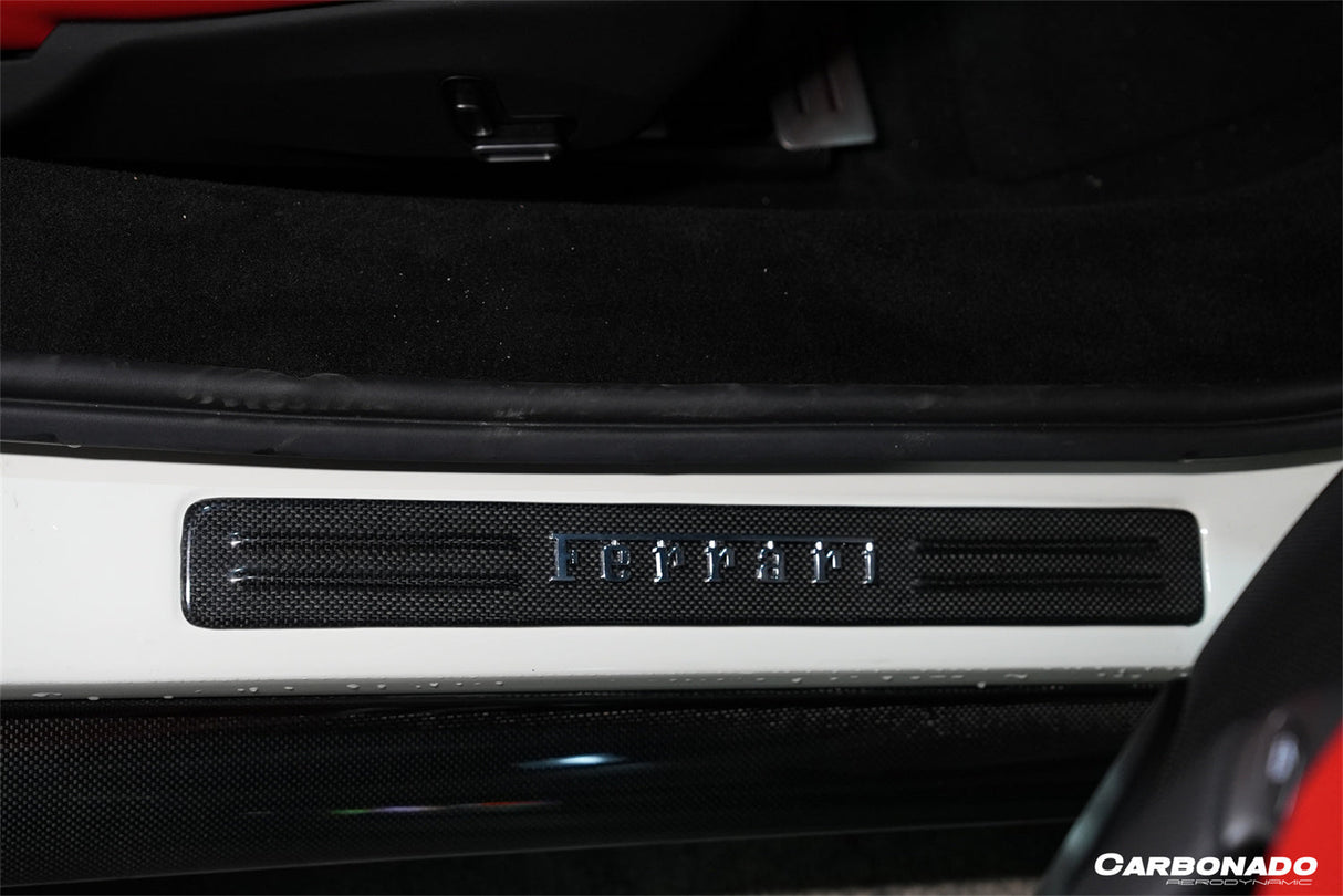 2022-2025 Ferrari 296 OEM Style Dry Carbon Fiber Door Sills Steps Cover