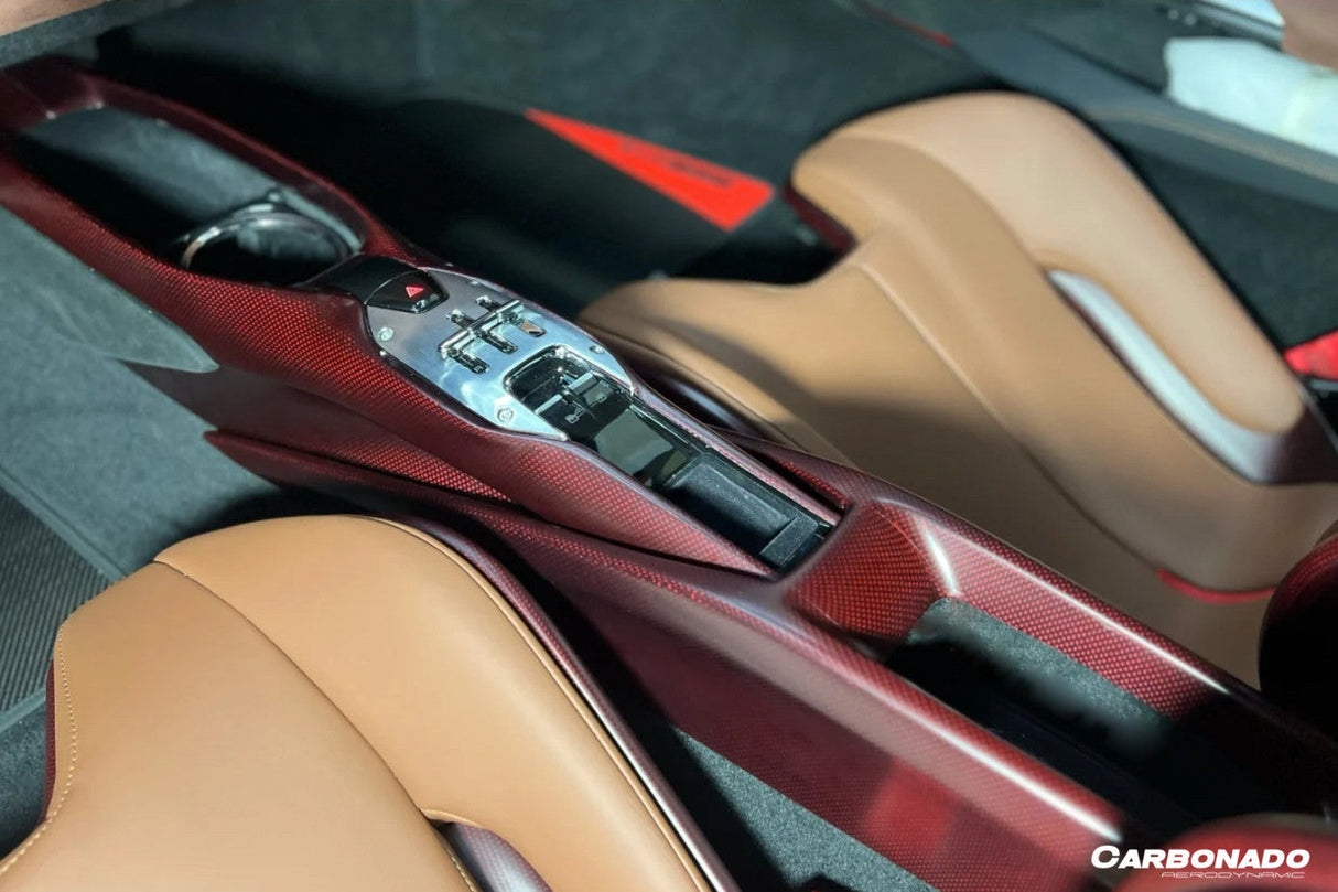 2022-UP Ferrari 296 GTB & GTS OE Style Dry Carbon Fiber center control surround panel Front end
