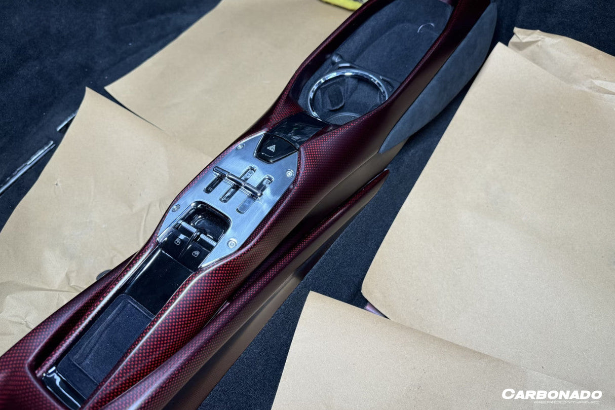 2022-UP Ferrari 296 GTB & GTS OE Style Dry Carbon Fiber center control surround panel Front end