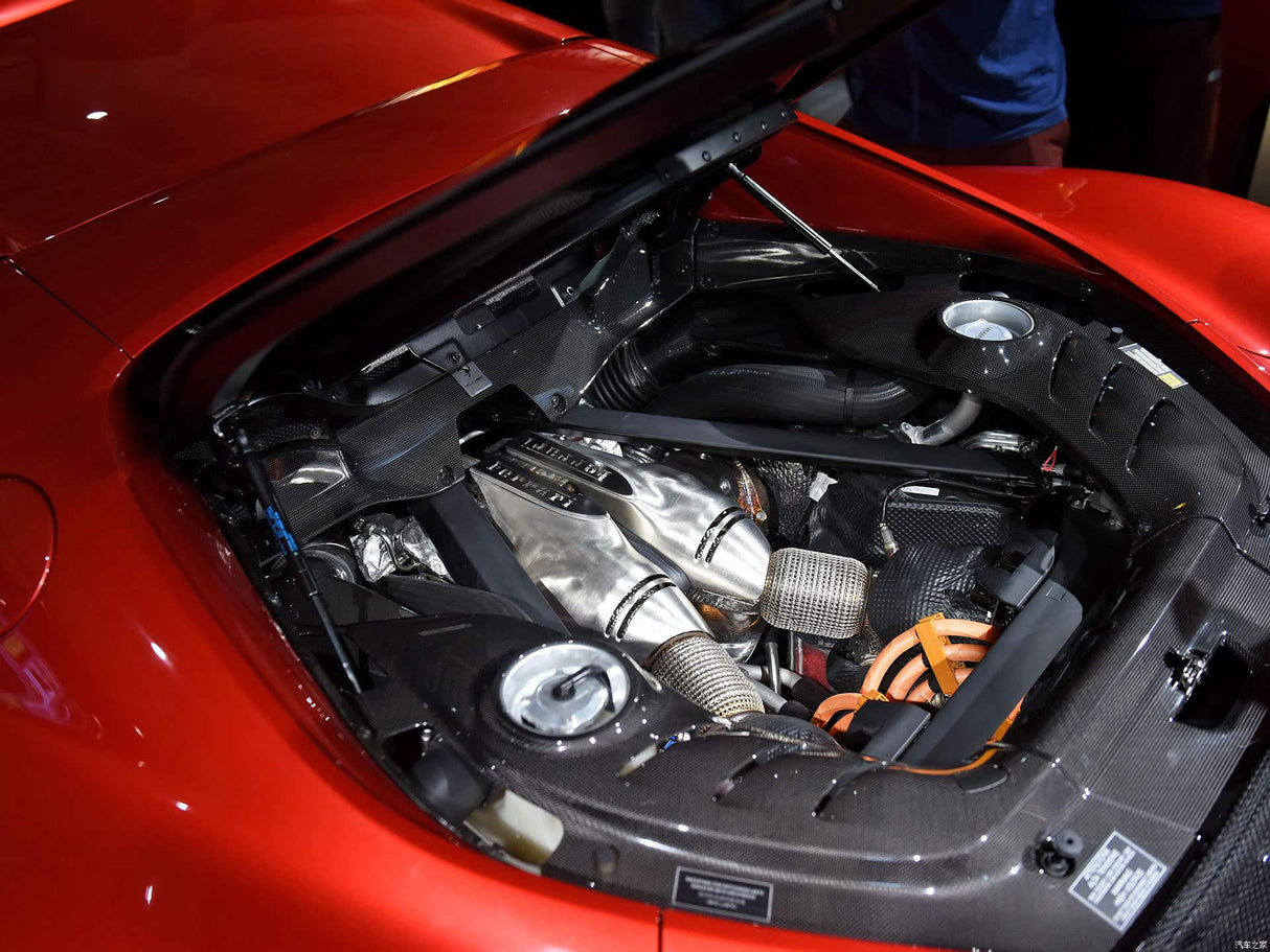 2022-UP Ferrari 296 GTB OE Style Dry Carbon Fiber Engine Bay Panel Replacement Kits 4pcs