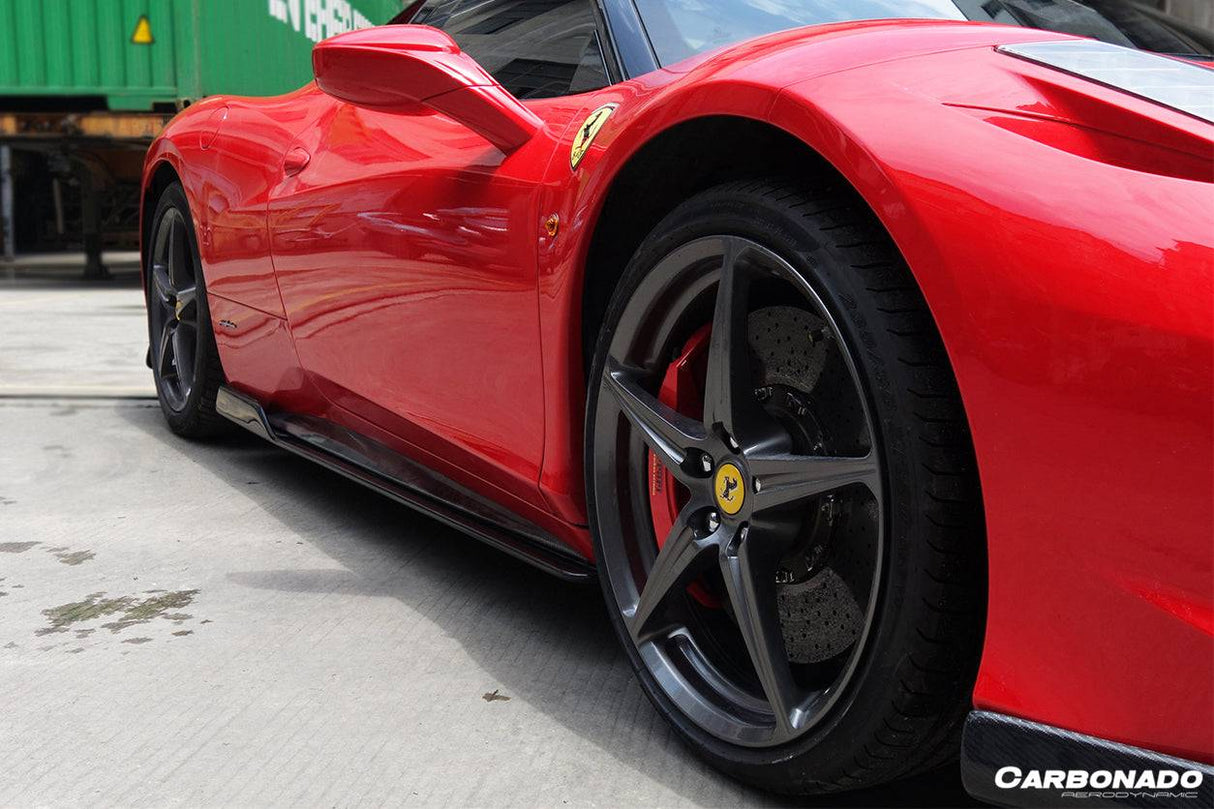 2010-2015 Ferrari Carbon Fiber Side Skirts Under Board Carbonado (AV) Fits: 458 Italia and Spider