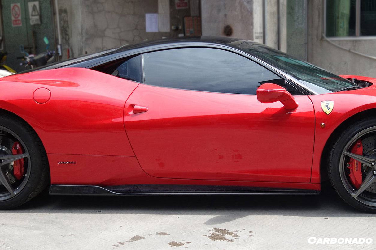 2010-2015 Ferrari Carbon Fiber Side Skirts Under Board Carbonado (AV) Fits: 458 Italia and Spider