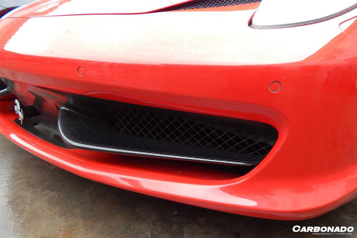 2010-2015 Ferrari Carbon Fiber Front Bumper Canards Carbonado (OE) Fits: 458 Italia and Spider