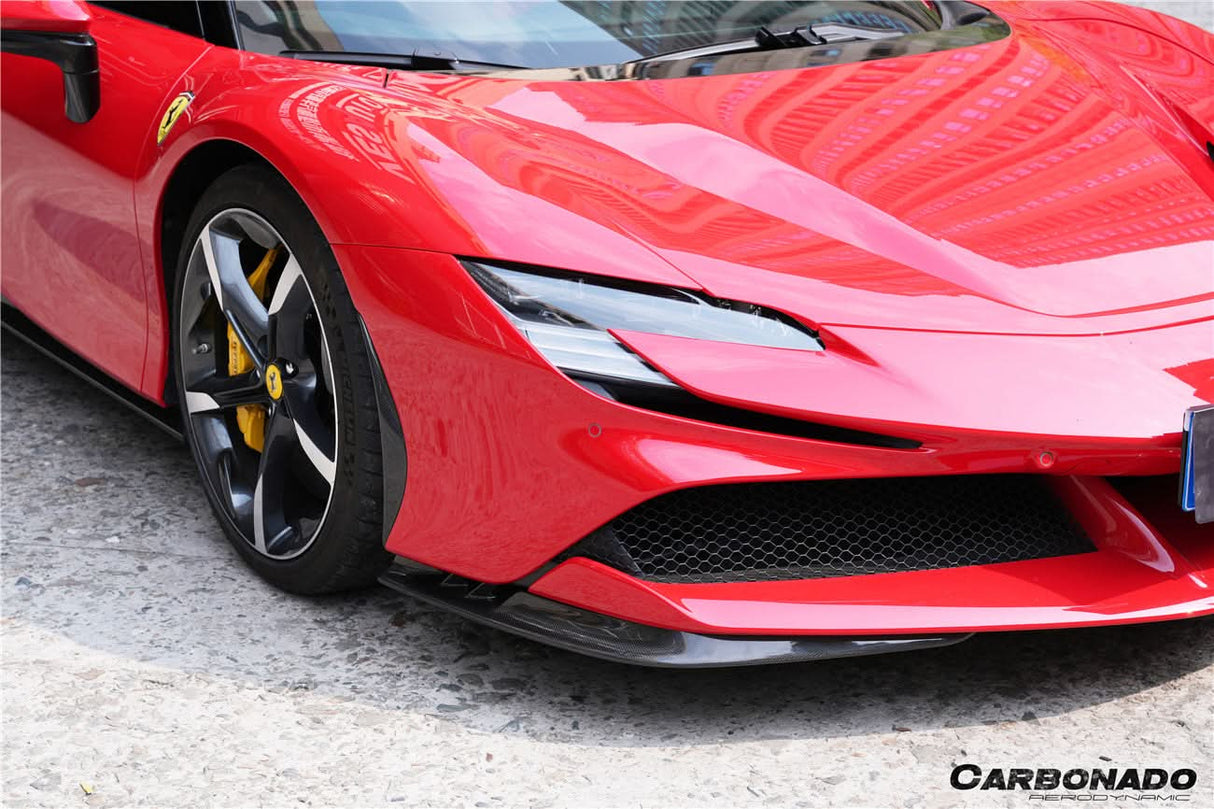2020-UP Ferrari SF90 Stradale and Spider Autoclave Carbon Fiber Front Bumper Side Splitter DarwinPRO (OE)