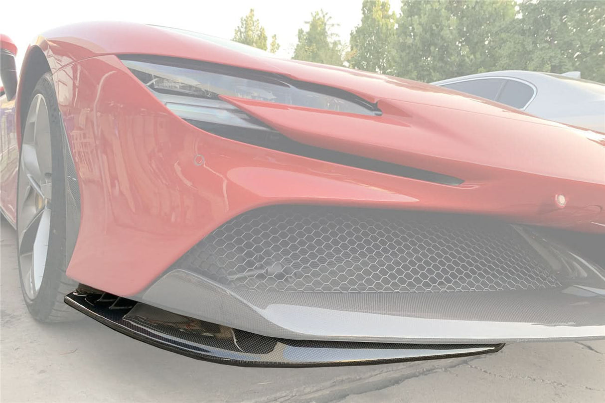 2020-UP Ferrari SF90 Stradale and Spider Autoclave Carbon Fiber Front Bumper Side Splitter DarwinPRO (OE)