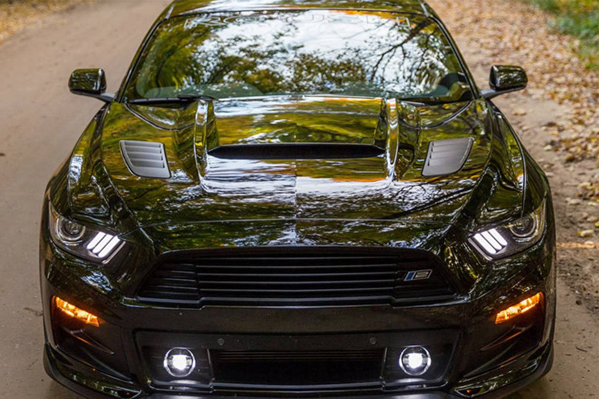 2015-2017 Ford Mustang Rsh Style Carbon Fiber Heat Extractors Hood Scoops