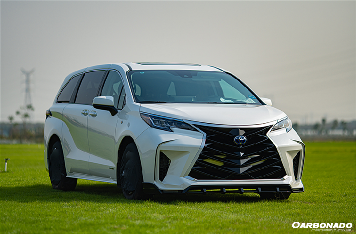 2021-UP Toyota Sienna Thunder Style PP Front Bumper with Lip and Grills and LED Light