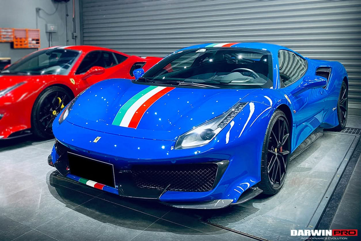 2018-2020 Ferrari 488 Pista Only Partial Carbon Fiber Front Bumper - DarwinPRO