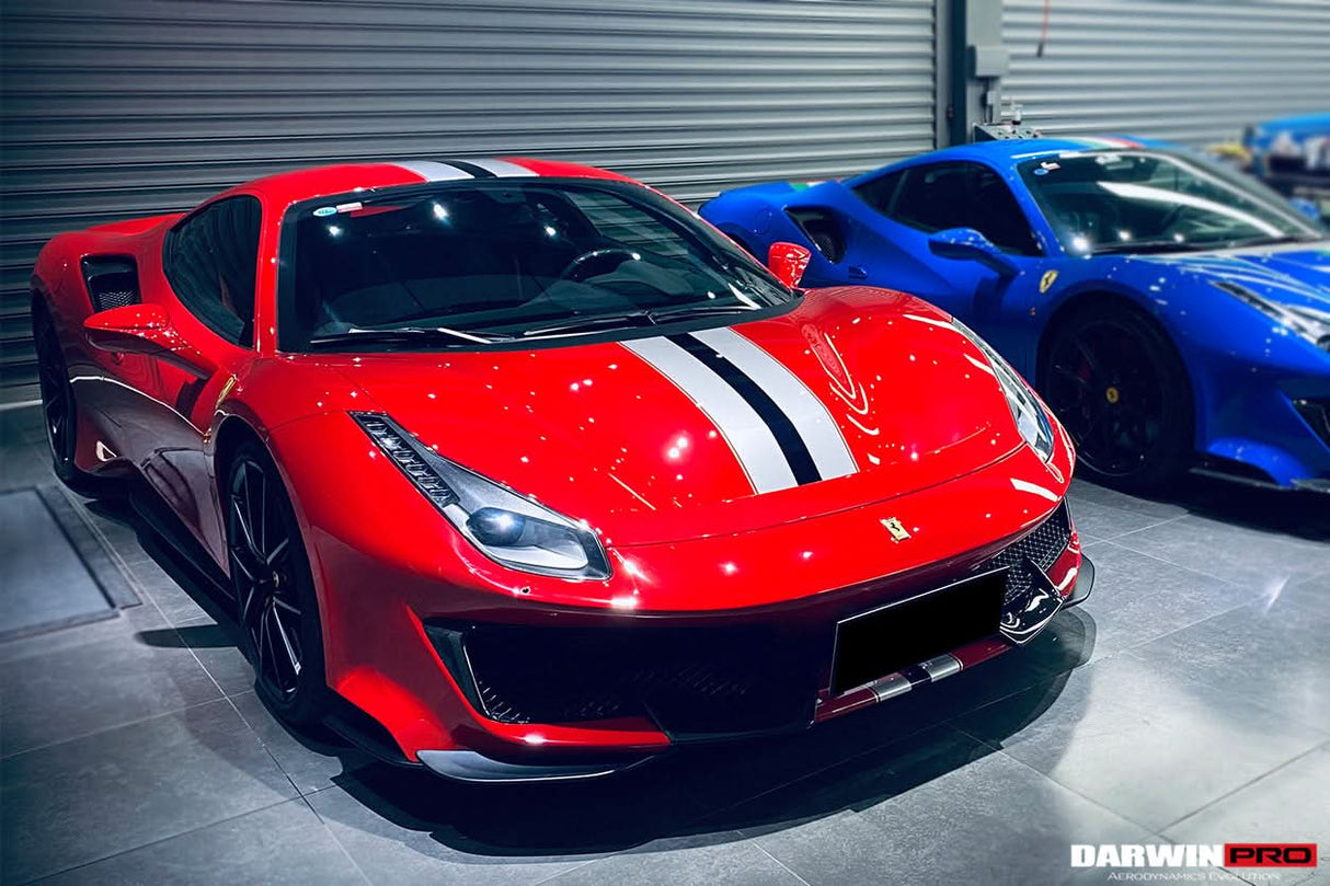 2018-2020 Ferrari 488 Pista Only Partial Carbon Fiber Front Bumper - DarwinPRO