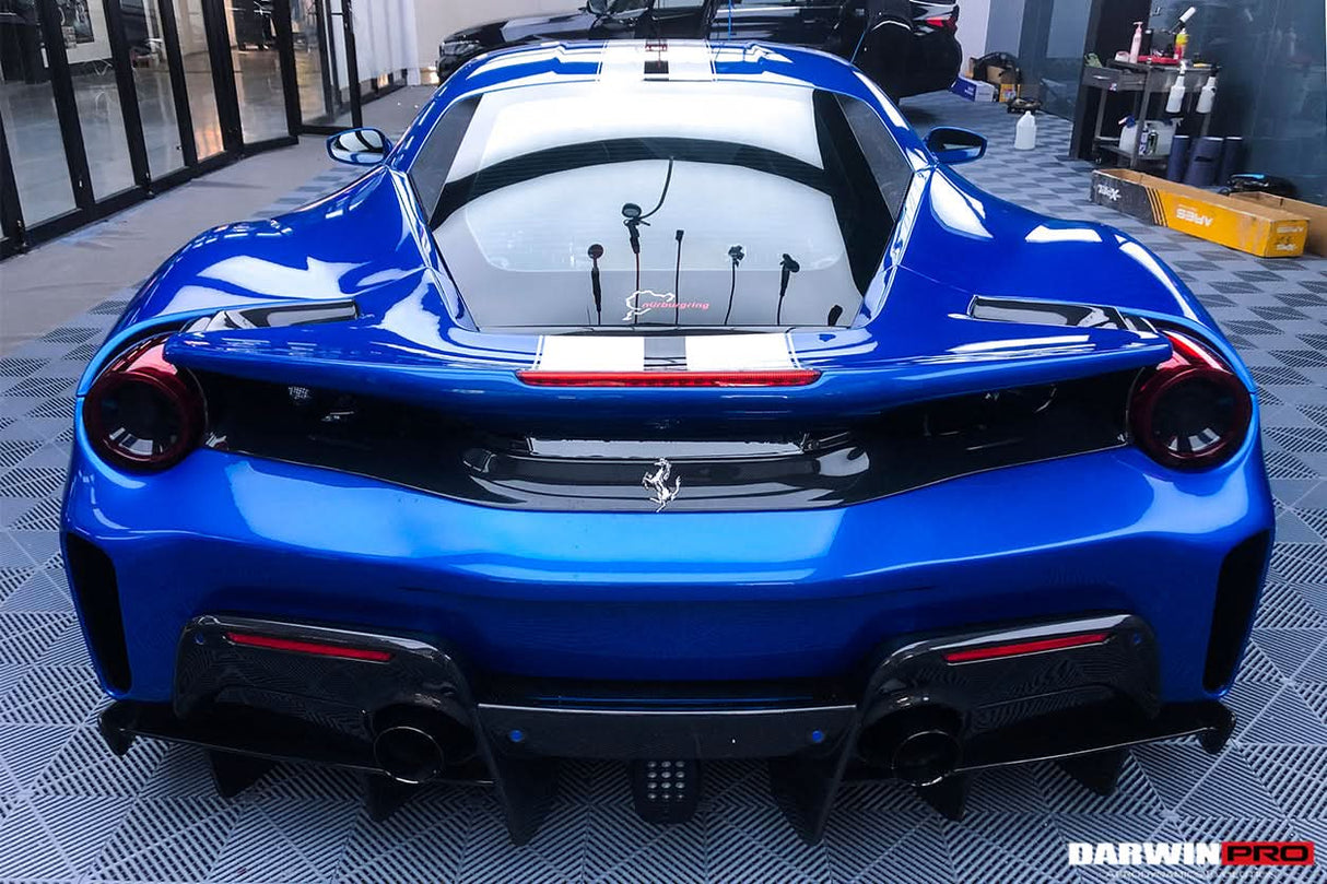 2015-2020 Ferrari 488 GTB Pista Style Carbon Fiber Rear Bumper And Wing