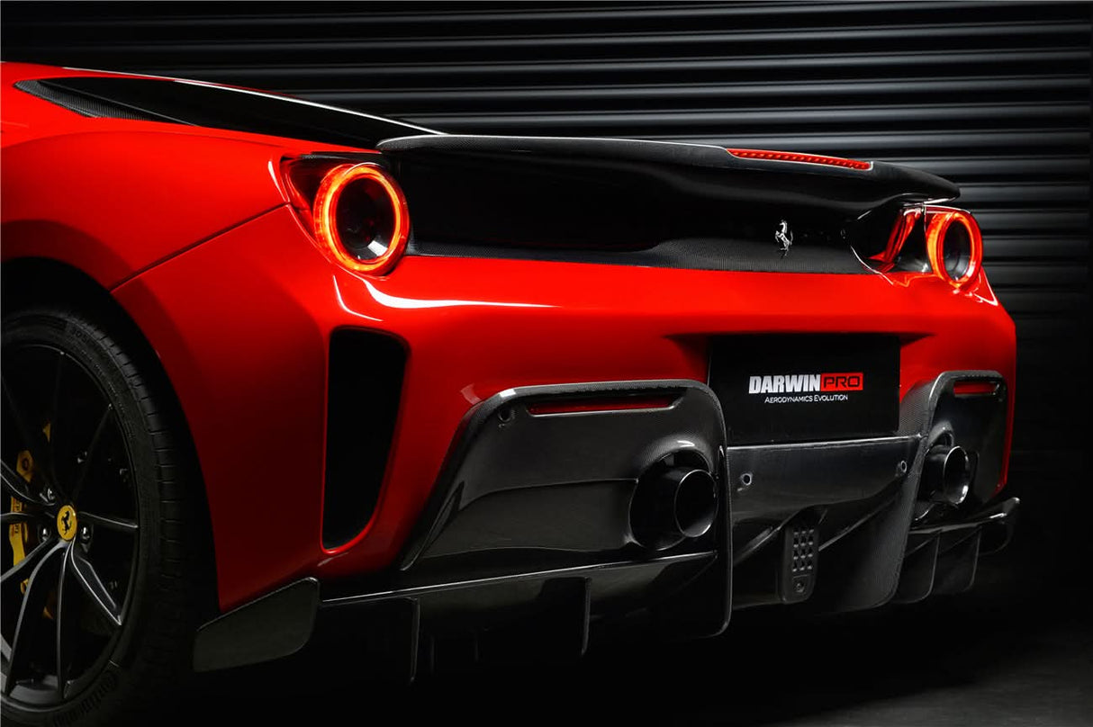 2015-2020 Ferrari 488 GTB Pista Style Carbon Fiber Rear Bumper And Wing