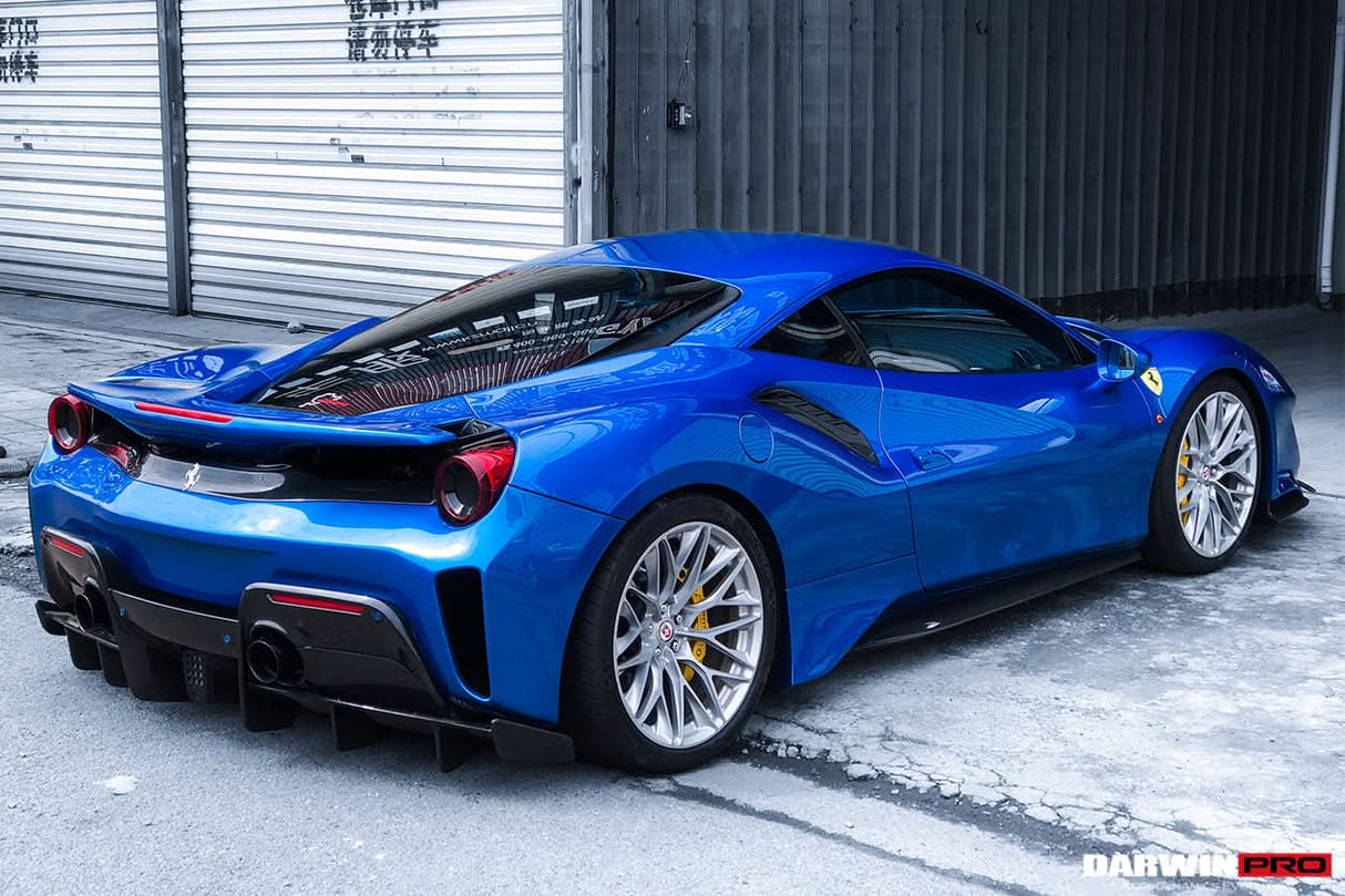 2015-2020 Ferrari 488 GTB Pista Style Carbon Fiber Rear Bumper And Wing