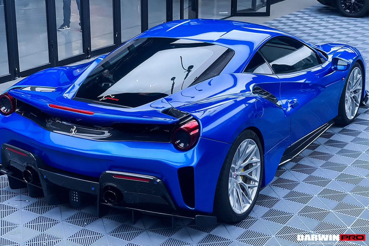 2015-2020 Ferrari 488 Spider Pista Style Carbon Fiber Rear Bumper And Wing