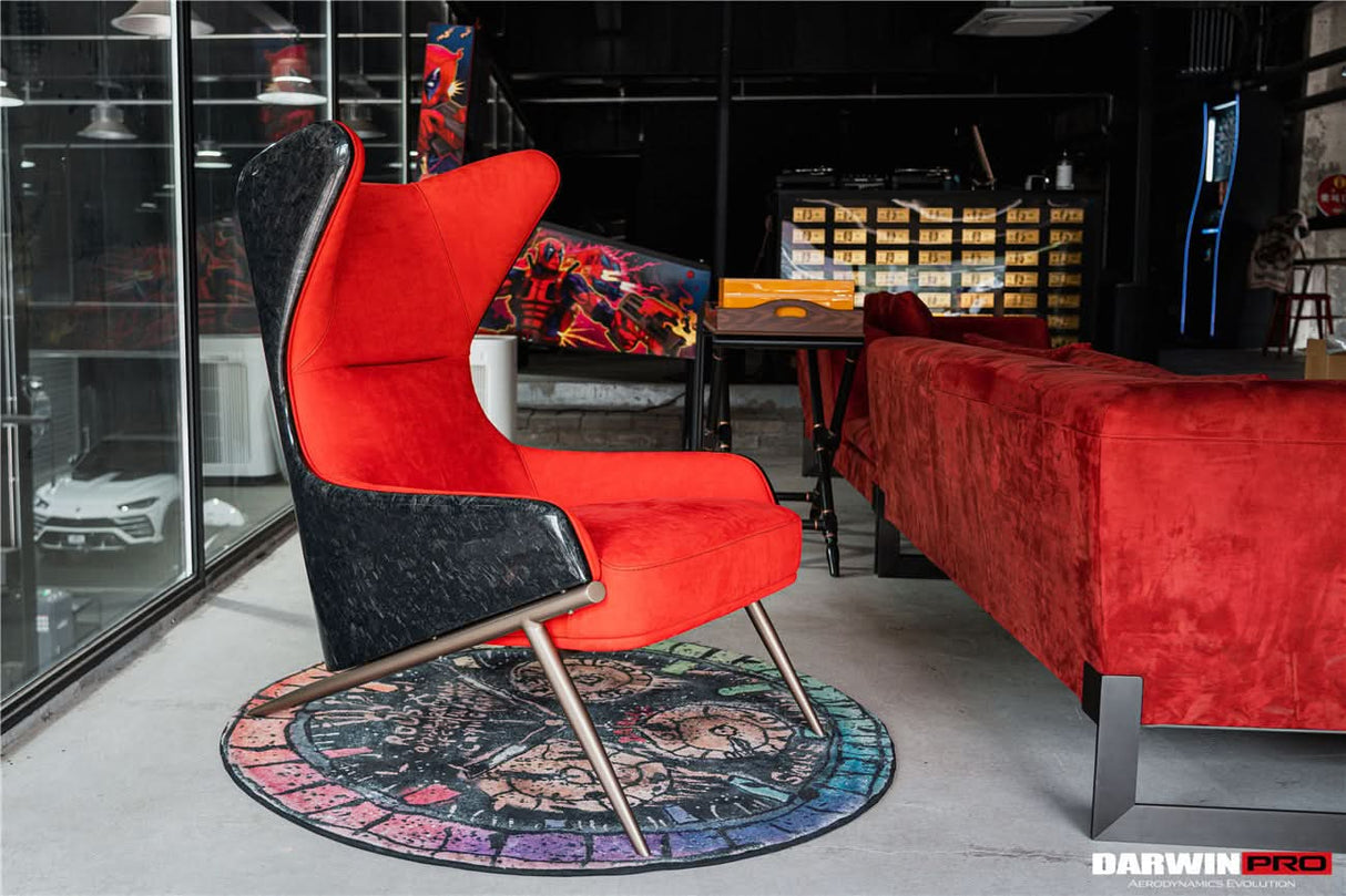 DARWINPRO CARBON FIBER CAYENNE RED SUEDE LOUNGE CHAIR