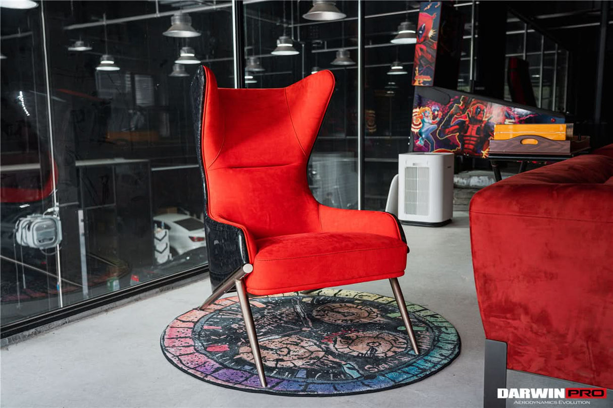 DARWINPRO CARBON FIBER CAYENNE RED SUEDE LOUNGE CHAIR