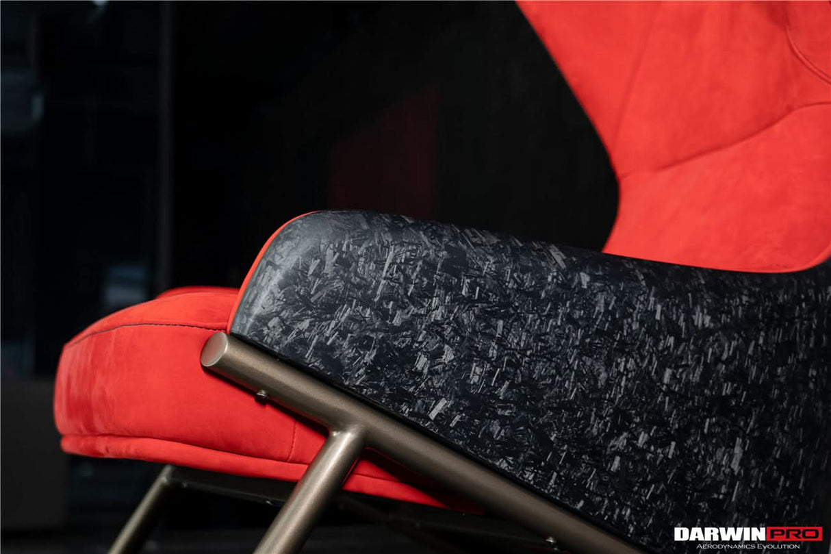 DARWINPRO CARBON FIBER CAYENNE RED SUEDE LOUNGE CHAIR
