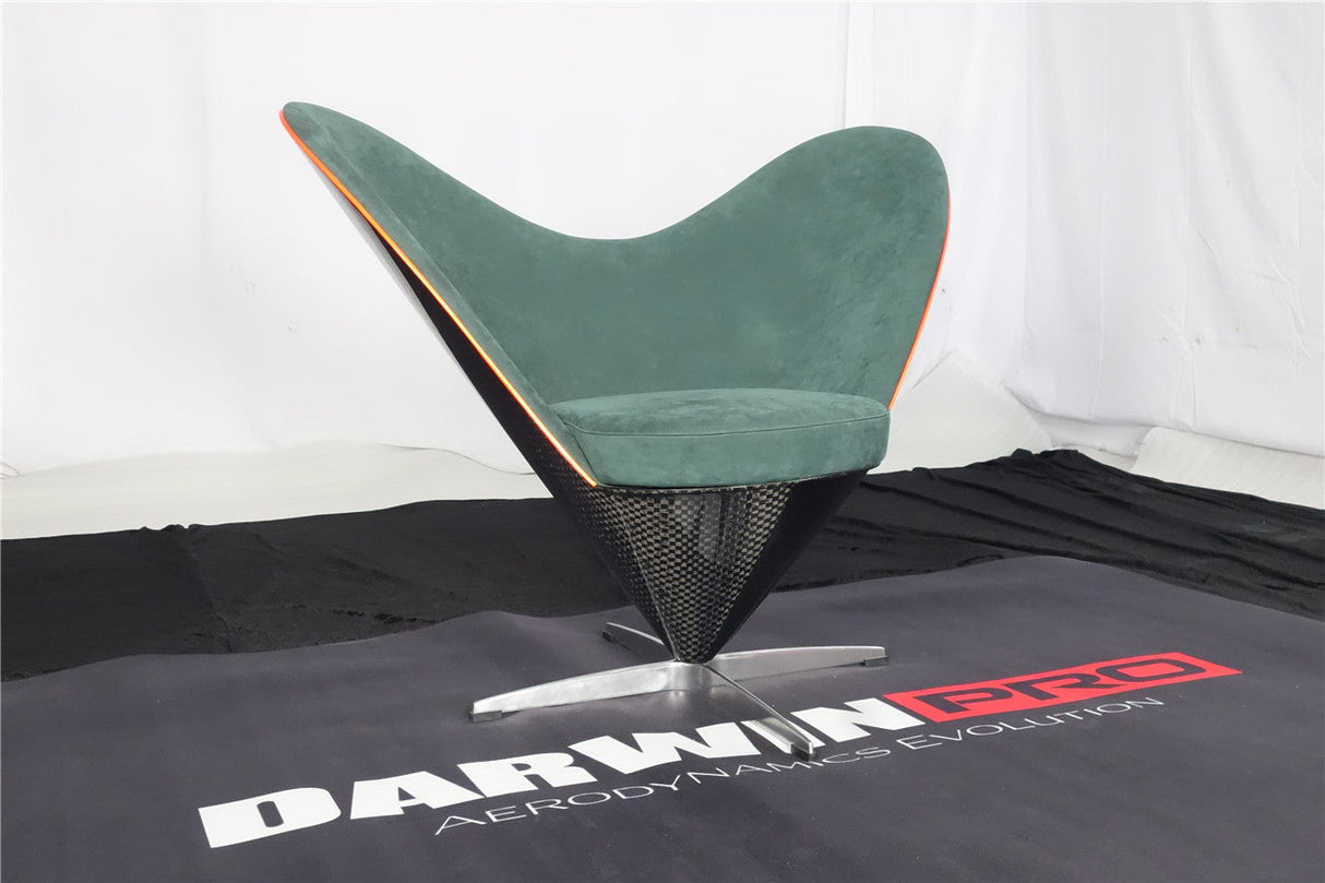 DARWINPRO CARBON FIBER HEART-SHAPED BRITISH GREEN ALCANTARA LOUNGE CHAIR